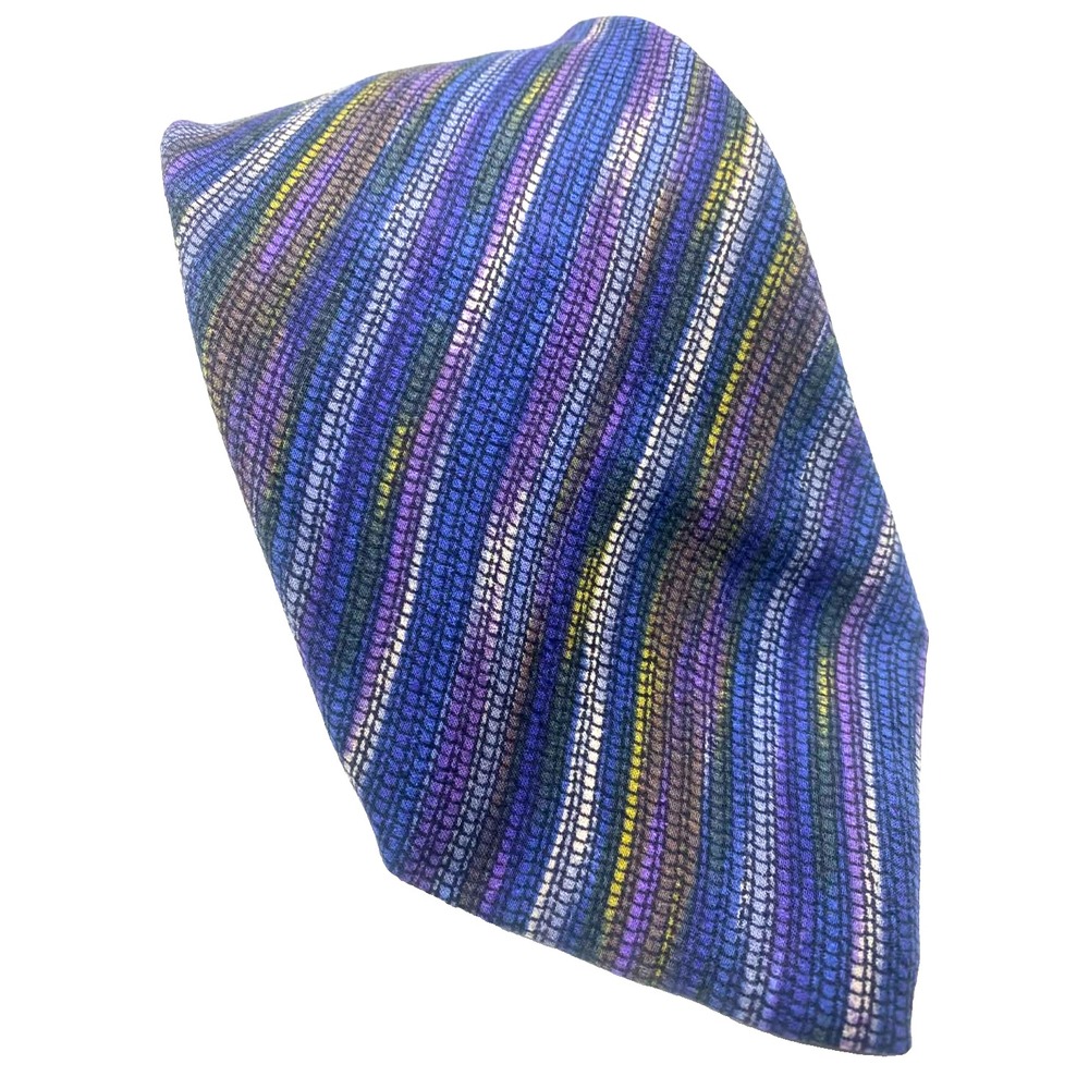 MISSONI Cravatte Purple multicolor Striped Luxury Silk necktie LONG Italy EX CON